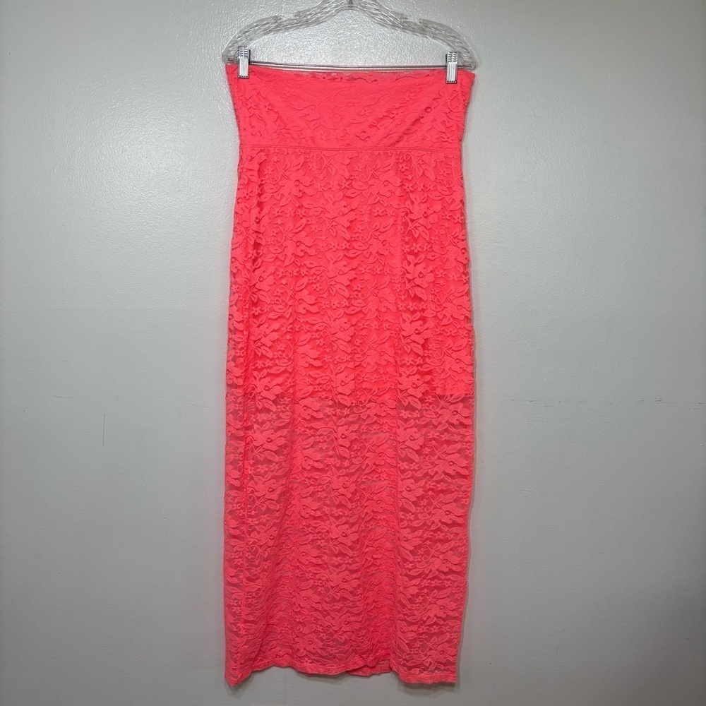No Boundaries Y2K Neon Pink Lace Maxi Skirt Size L